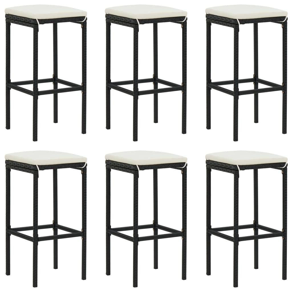 Helloshop26 - Ensemble de bar de jardin 7 pièces avec coussins noir poly rotin - Imagen 2