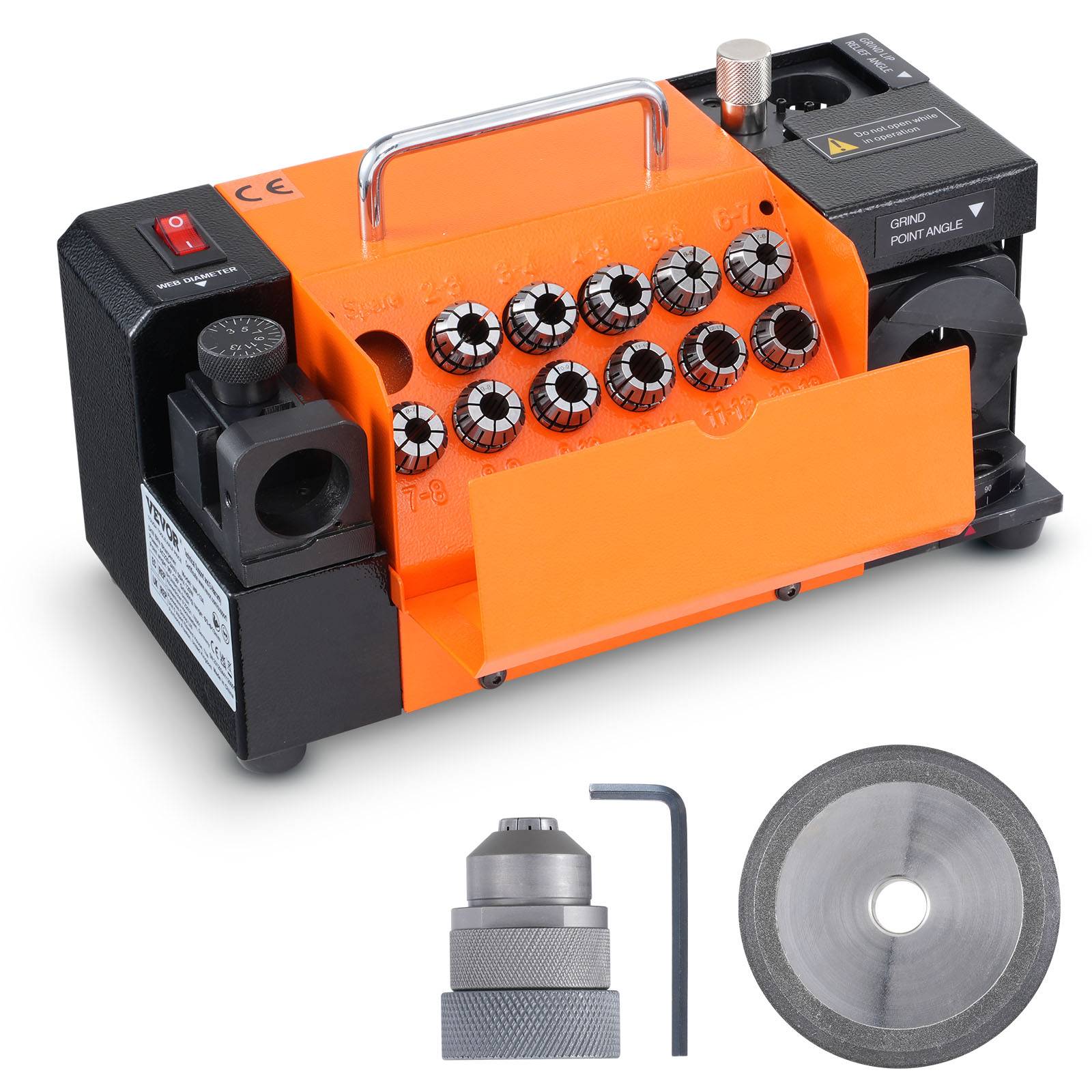 Vevor - VEVOR Affûteuse forets MR-13A 3-13 mm, angle 95°-135°, 120W, 11 pinces, meule CBN & SDC. - Image 1
