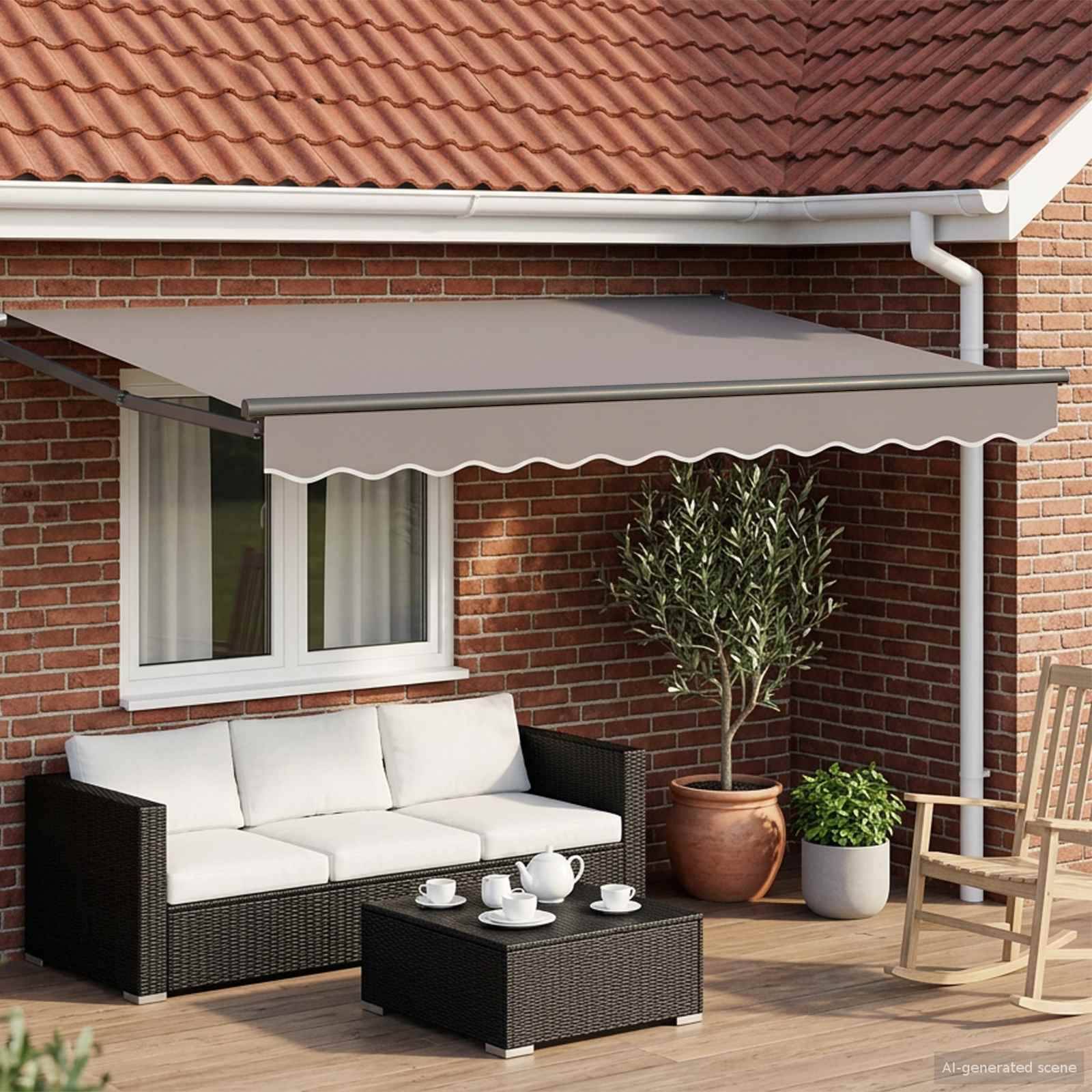 ComfortXL - Store banne électrique motorisé aluminium terrasse Gris clair et anthracite 3x2,5m - ComfortXL Outdoor Living
