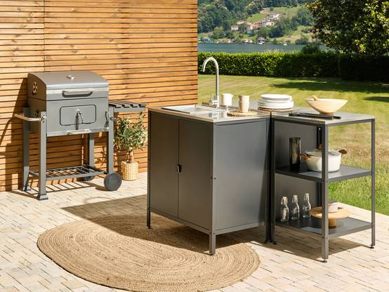 Beliani - Cuisine de jardin Acier Noir VILAMA - 50x50x90- Beliani - Image 1