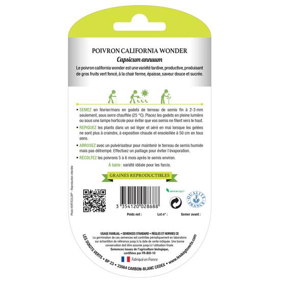 Graines poivron California wonder BIO Les Doigts Verts - Image 2