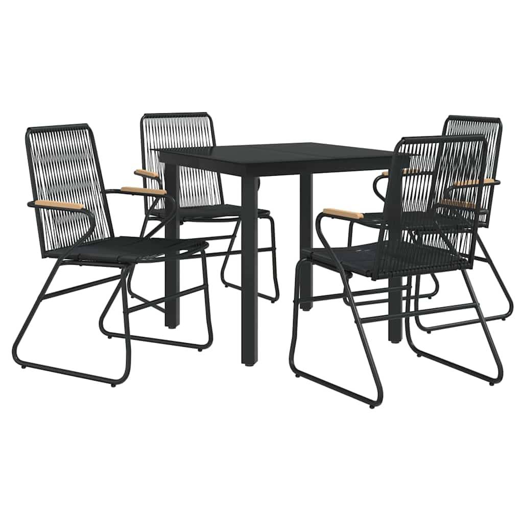 Vidaxl - Ensemble à manger de jardin 5 pcs-Salons de jardin Noir Rotin PVC 327735 - Image 3