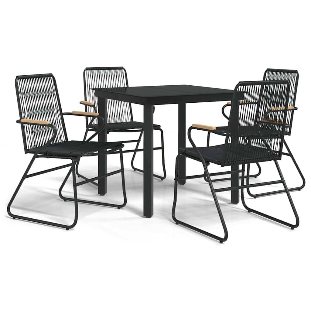 Vidaxl - Ensemble à manger de jardin 5 pcs-Salons de jardin Noir Rotin PVC 327735 - Image 2