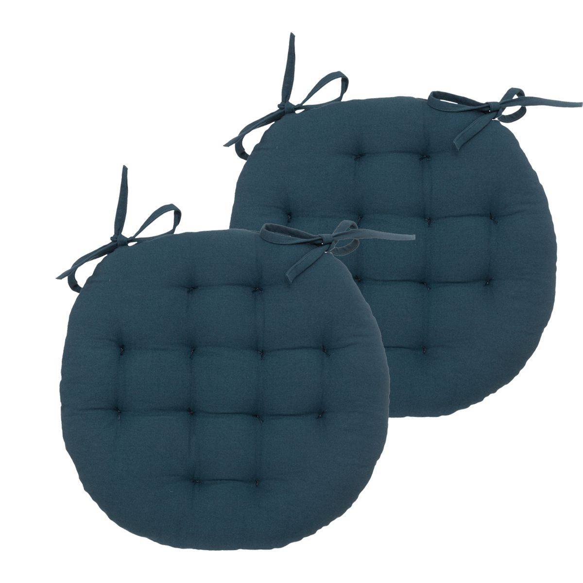 Lot de 2 Galettes de chaise en Coton Bleu egeen D 38 cm - Imagen 1