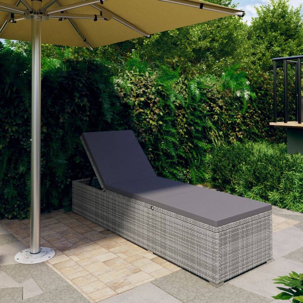 Vidaxl - Chaise longue avec coussin Résine tressée Gris vidaXL 46220 - Imagen 1