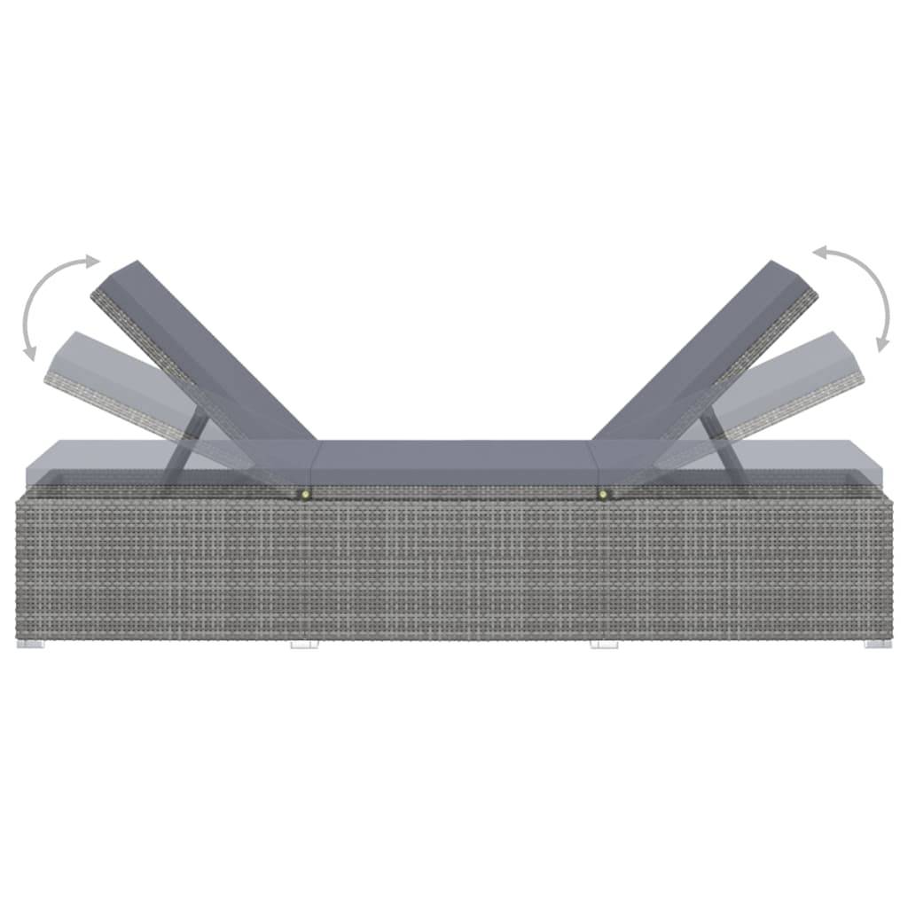 Vidaxl - Chaise longue avec coussin Résine tressée Gris vidaXL 46220 - Imagen 6