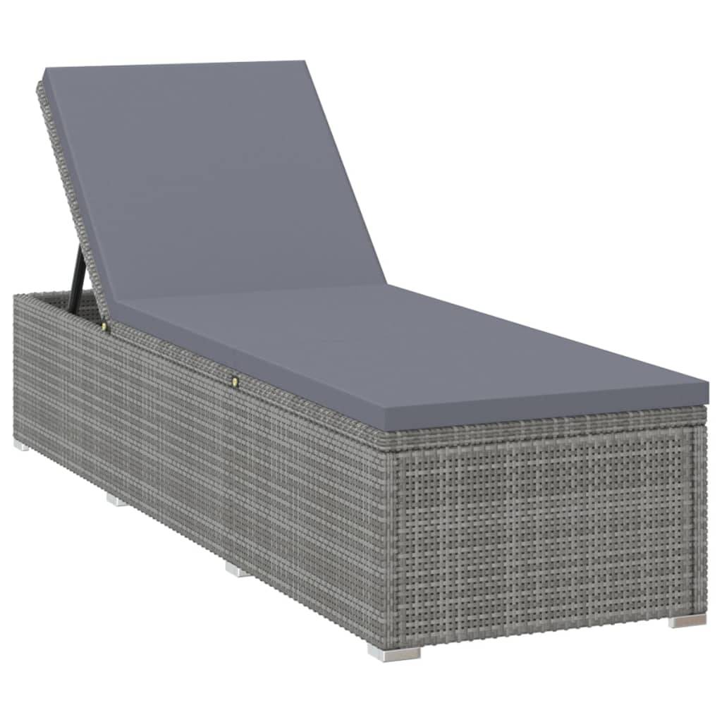 Vidaxl - Chaise longue avec coussin Résine tressée Gris vidaXL 46220 - Imagen 2