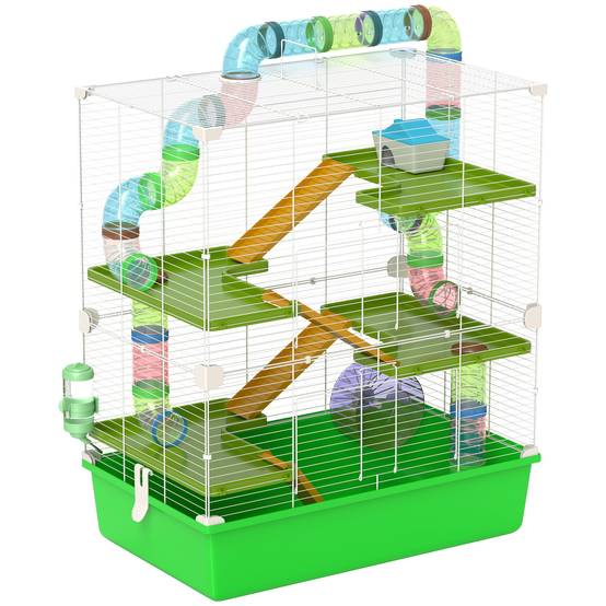 Grande cage hamster rongeur 5 niveaux tunnels abreuvoir roue maisonnette échelles - Image 1