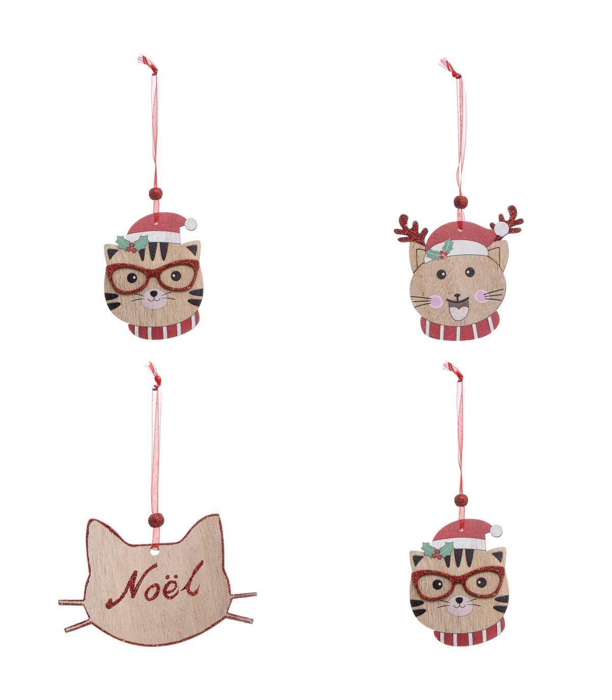 Sujet de Noël en Bois Kit 4 pièces Autour du Chat - Image 1