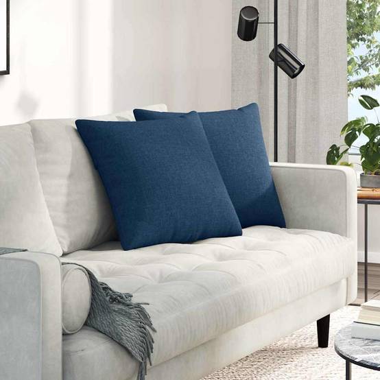Set de 2 Coussins Carrés en Tissu Déhoussables pour Canapé Fauteuil Décoration Bleu 50x50 cm – ComfortXL Outdoor Living - Imagen 1
