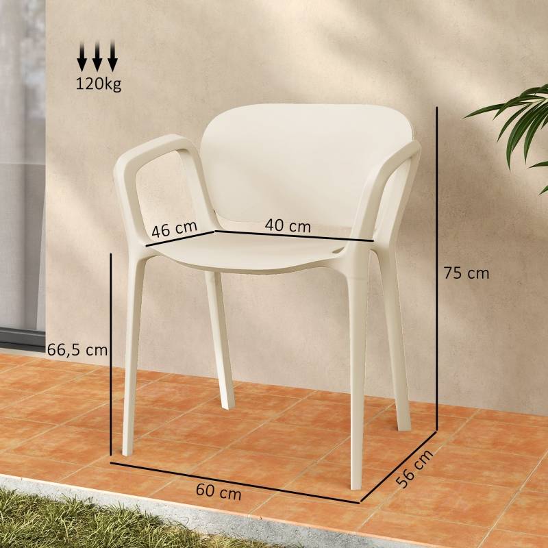 0 - Chaise de jardin plastique blanc 60 x 56 x 75 cm - PANGIVO - Image 3