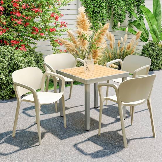 0 - Chaise de jardin plastique blanc 60 x 56 x 75 cm - PANGIVO - Image 2