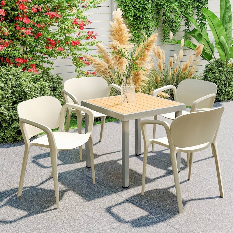 0 - Chaise de jardin plastique blanc 60 x 56 x 75 cm - PANGIVO - Image 2
