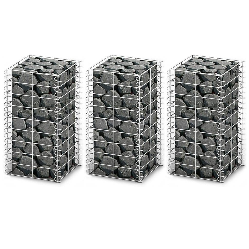 Jeu de panier de gabion 3 pcs Fil galvanisé 25 x 25 x 50 cm - PANGIVO - Image 1