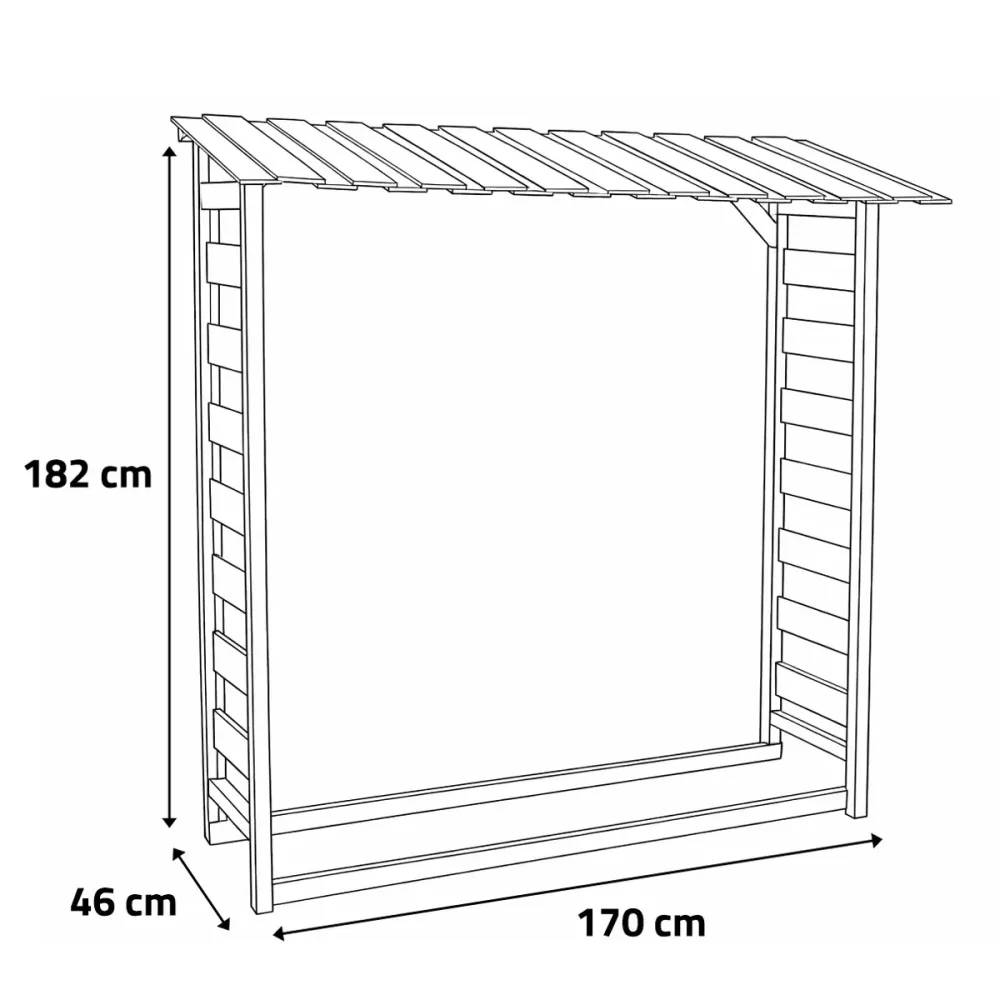 Abri bûches en bois 1,8 stères 170 x 46 x 182 cm - Image 8