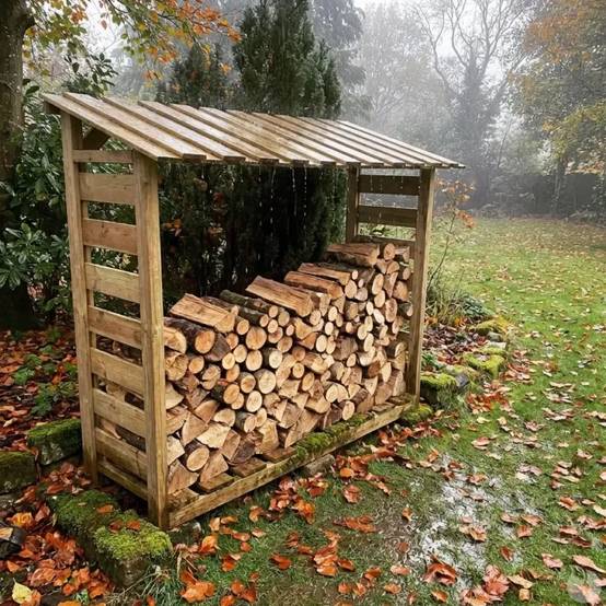 Abri bûches en bois 1,8 stères 170 x 46 x 182 cm - Image 1