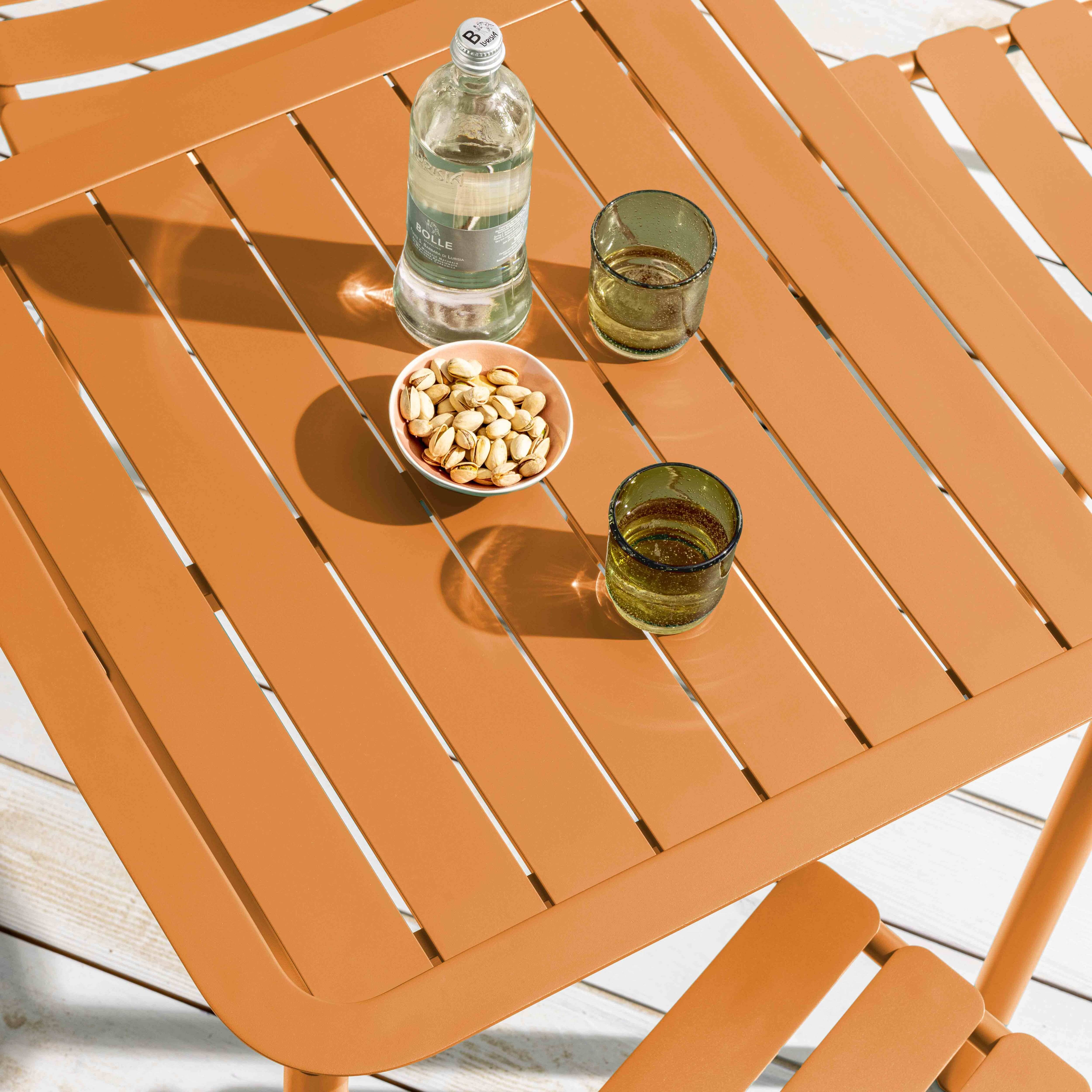Oviala - Ensemble table de terrasse 70cm et 4 chaises jaune moutarde Almada - Oviala - Imagen 4
