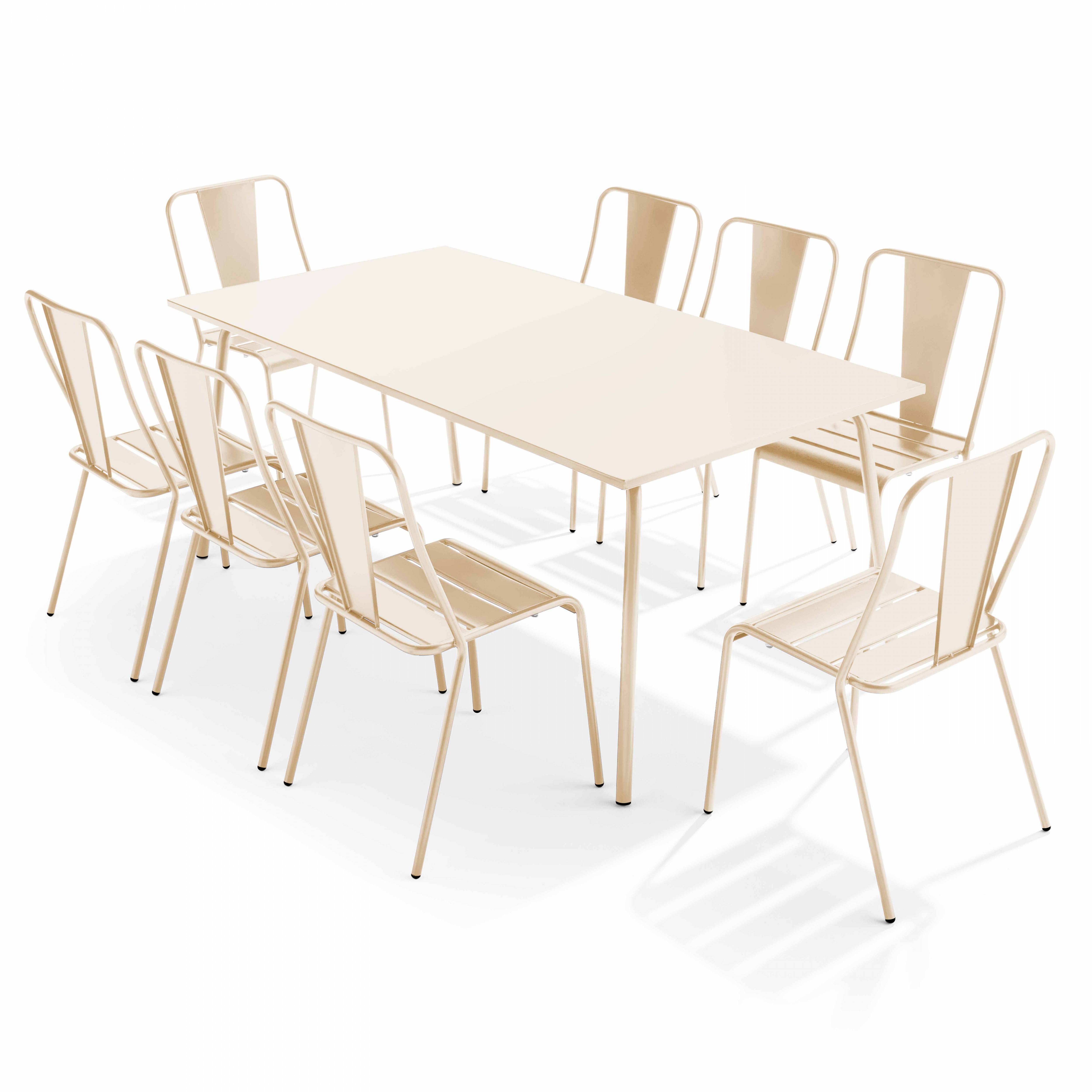 Oviala - Ensemble table de jardin et 8 chaises bistrot en acier ivoire Palavas - Oviala - Image 1