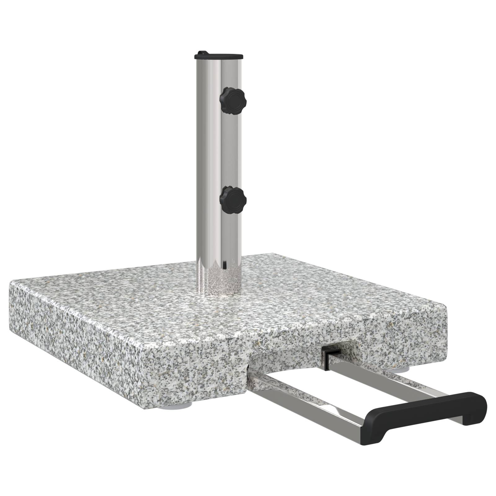 Base de Parasol - Support de Parasol à roulettes avec poignée granit gris 29 kg carrée - Image 1