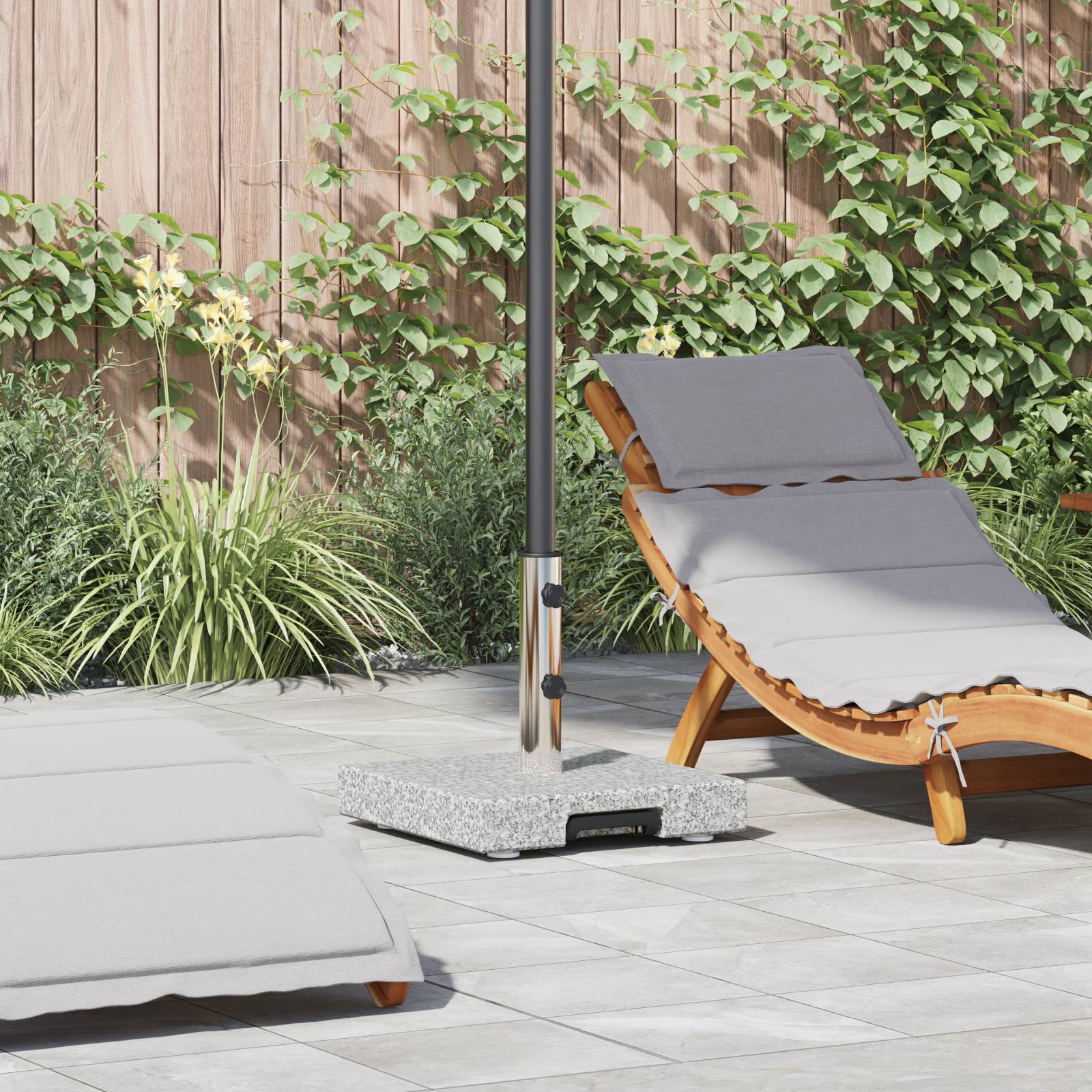 Base de Parasol - Support de Parasol à roulettes avec poignée granit gris 29 kg carrée - Image 2