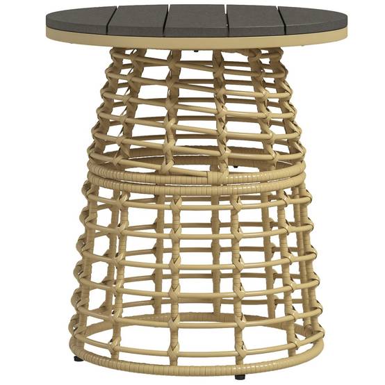 Table basse de jardin résine tressée et métal naturel 45 x 45 x 50 cm - PANGIVO - Image 1