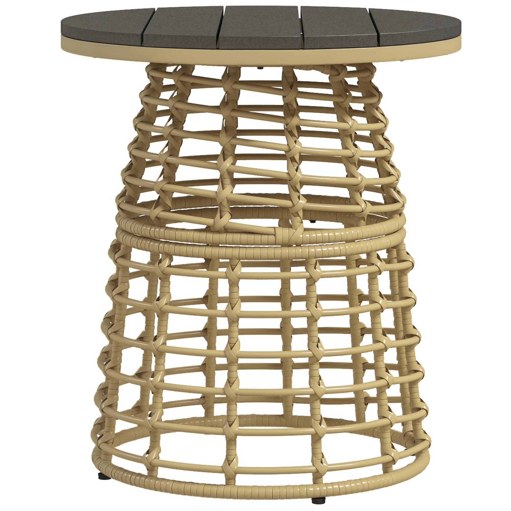 Table basse de jardin résine tressée et métal naturel 45 x 45 x 50 cm - PANGIVO - Image 1