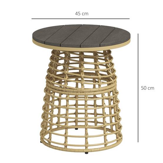 Table basse de jardin résine tressée et métal naturel 45 x 45 x 50 cm - PANGIVO - Image 5