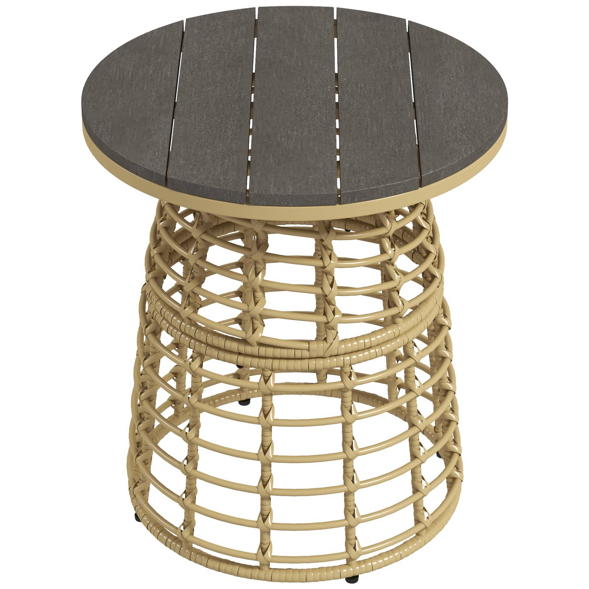Table basse de jardin résine tressée et métal naturel 45 x 45 x 50 cm - PANGIVO - Image 2