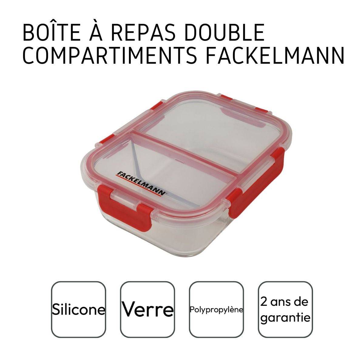 Boîte à repas en verre avec deux compartiments 1000 ml Fackelmann Move - Image 4