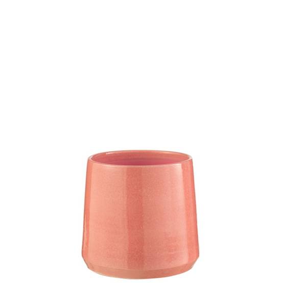 Cache-pot rond en céramique rose 24x24x22 cm - J-Line