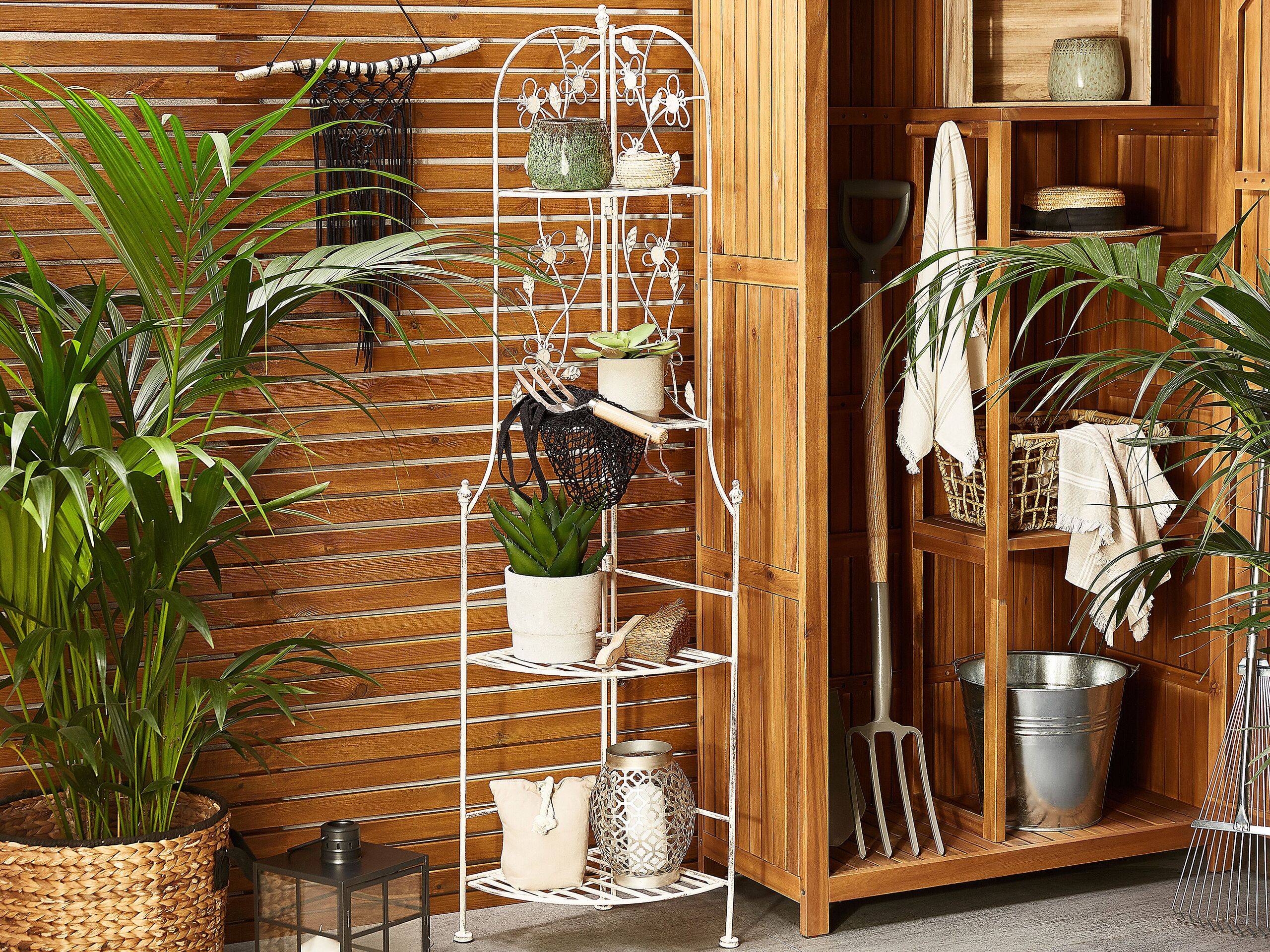 Beliani - Étagère Angle Extérieur pour Plantes et Accessoires 4 Niveaux Solution de Rangement pour Balcon ou Jardin au Style Traditionnel et Romantique Beliani - Imagen 2