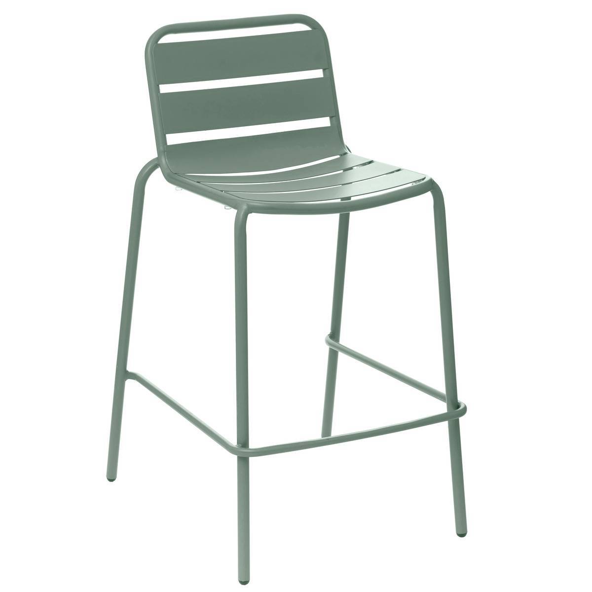 Hesperide - Chaise de bar empilable "Phuket" vert olive en acier traité époxy Hespéride - Imagen 1