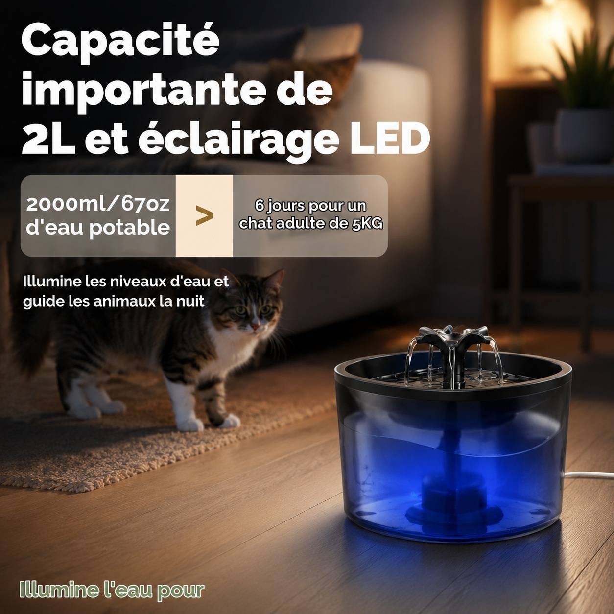 Distributeur Automatique Croquettes 4l + Fontaine Eau 2.5l Enregistrement Vocal Nettoyage Facile - Image 6