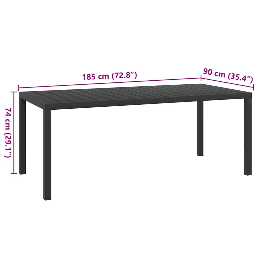 Vidaxl - Table de jardin Noir 185 x 90 x 74 cm Aluminium et WPC vidaXL 42792 - Imagen 6