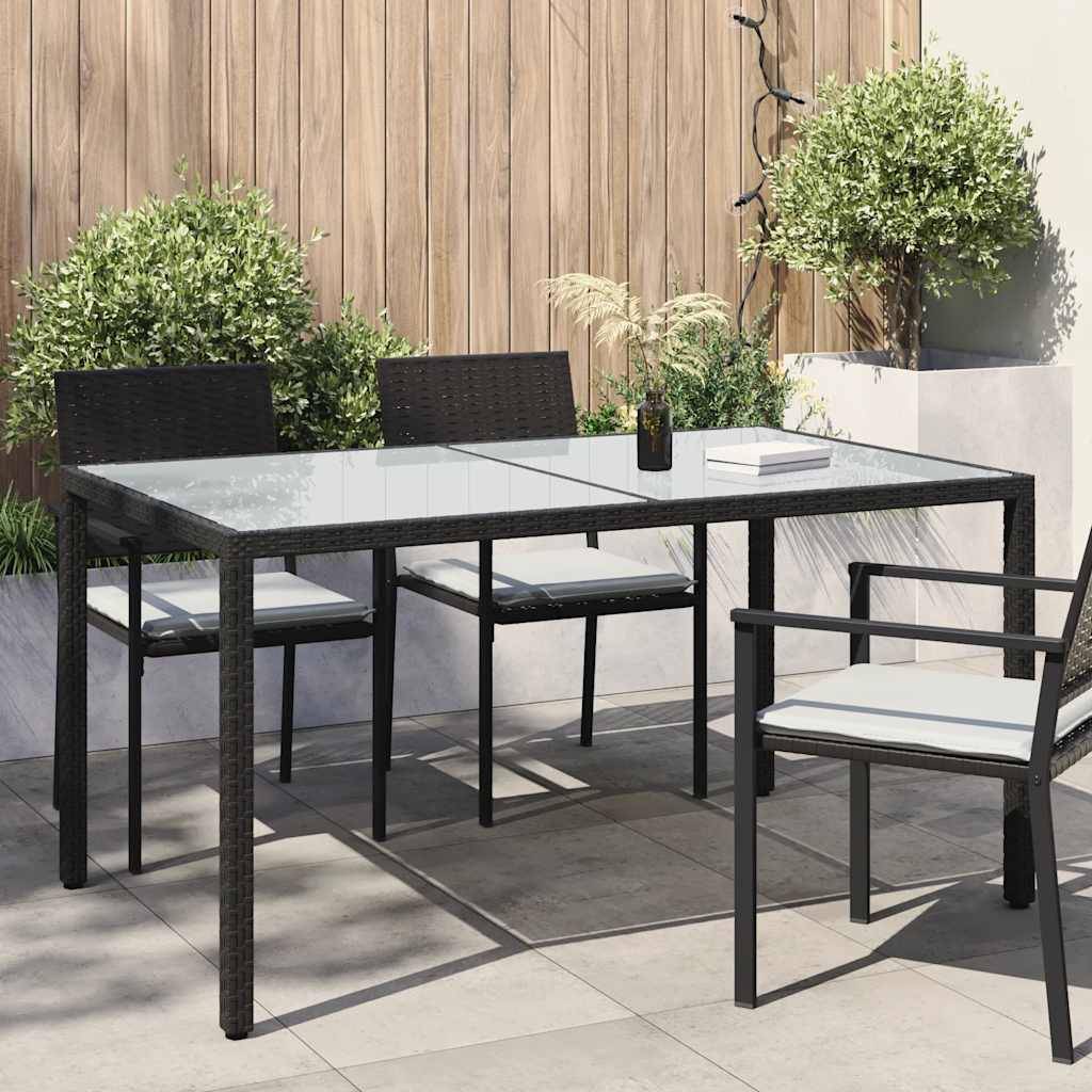 ComfortXL - Table de Jardin Noire 150x90cm en Polyrotin avec Plateau en Verre pour 6 Personnes – ComfortXL Outdoor Living - Image 1