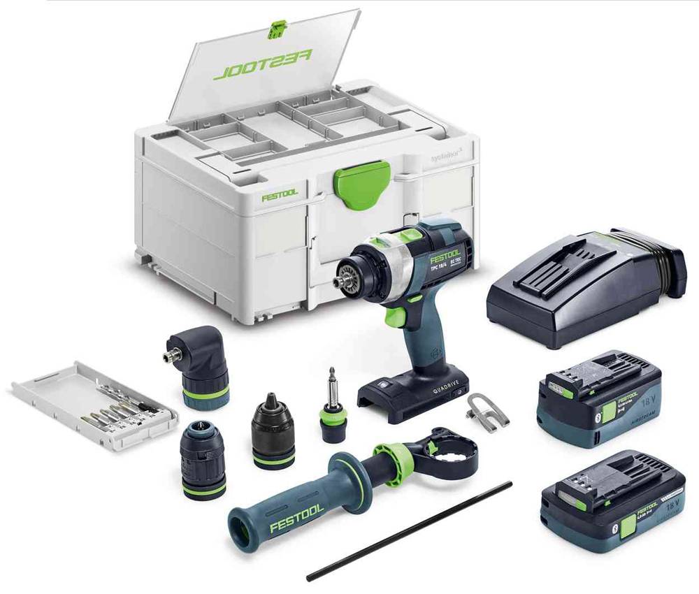 Festool - Perceuse-visseuse à percussion 18V QUADRIVE TPC 18/4 5,0/4,0 I-Set/XL + 1 batterie 4Ah + 1 batterie 5Ah + chargeur + Systainer SYS3 - FESTOOL - 577622 - Imagen 1