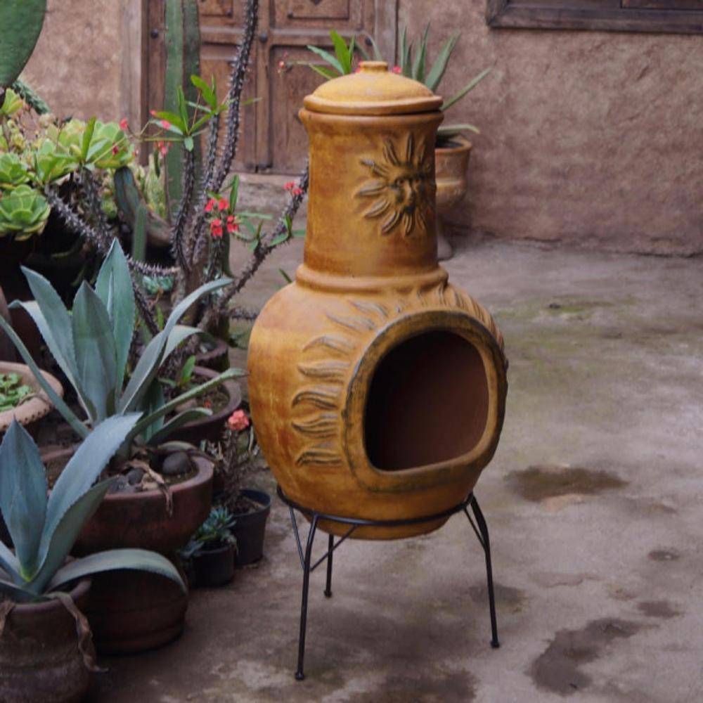 Cheminée mexicaine extérieure grand modèle 106 cm soleil jaune - Imagen 2
