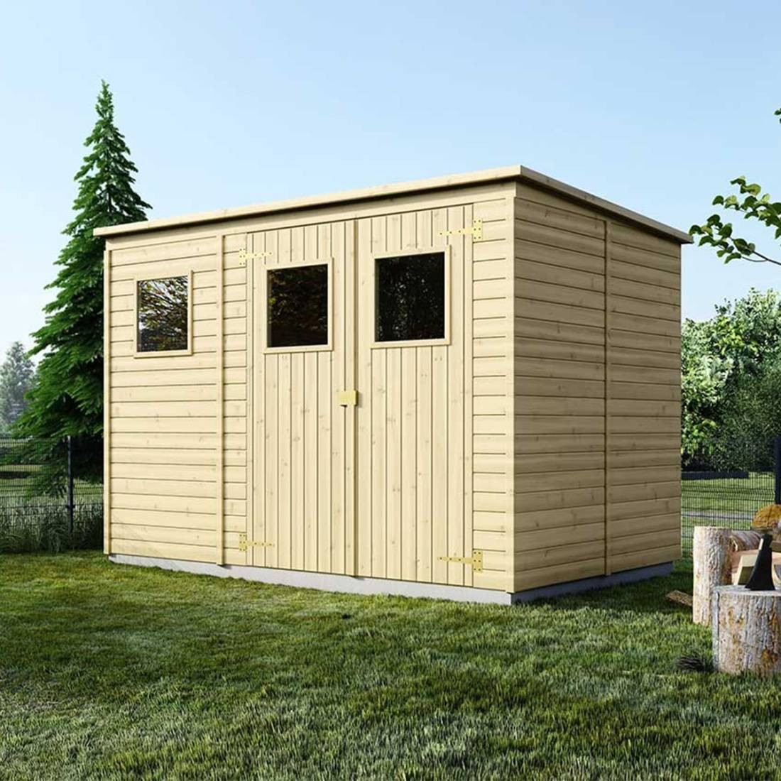 Altanka - Abri de jardin en bois 4.86 m2 - 2.7x1.8 m - Couleur: naturel - DOM421 - ALTANKA - Image 1