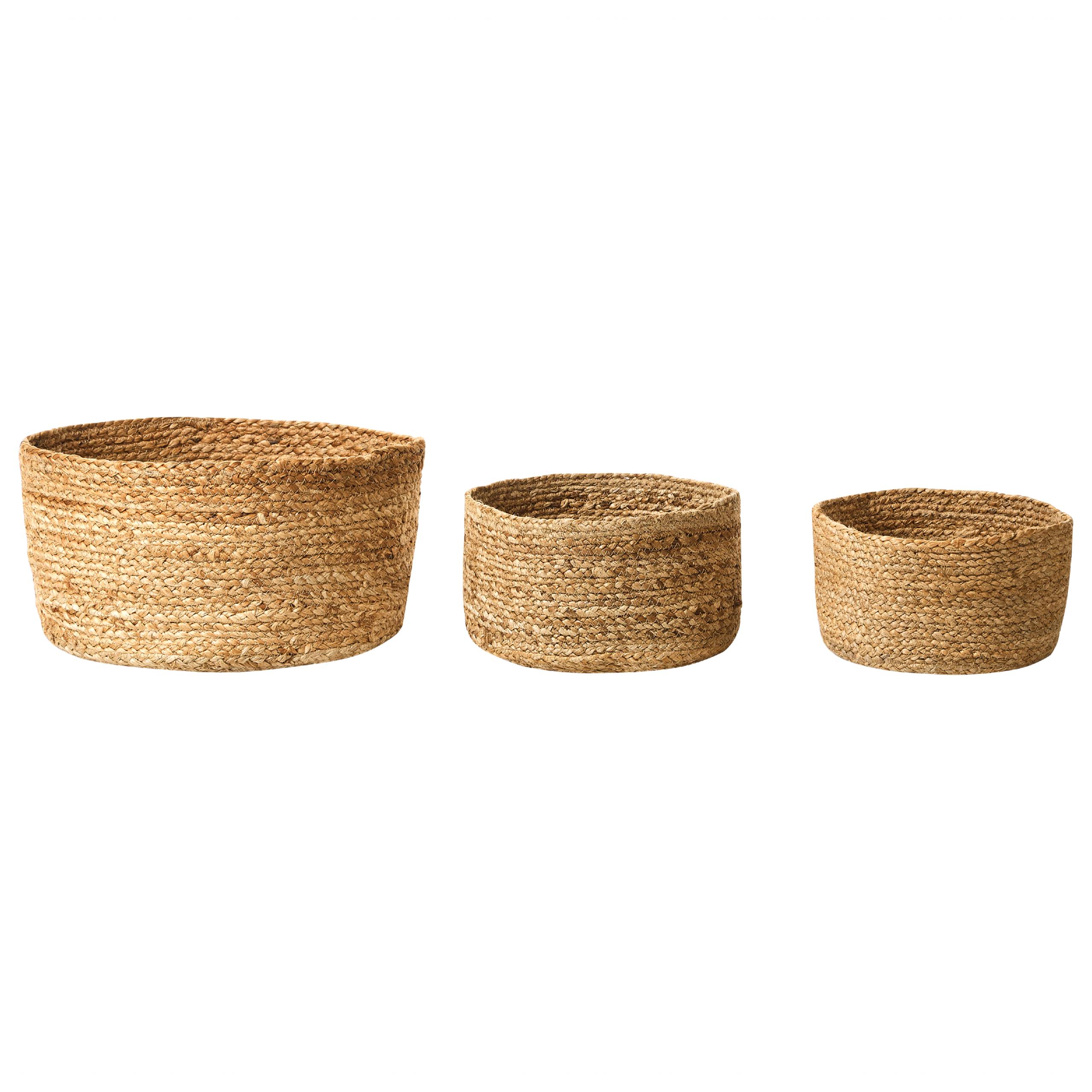 Beliani - Lot de 3 Paniers de Linge en Jute Naturelle Beige 12/16/21 cm de Hauteur Accessoire Rangement Décoration Boho - Imagen 1