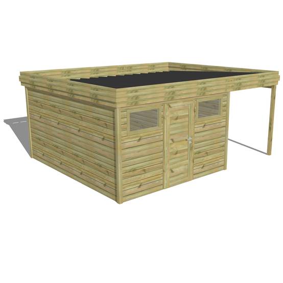 ABRI DE JARDIN bois autoclave 27mm - 5,44x4,34m / 24m2 - Bac acier - Abri Français - Image 1