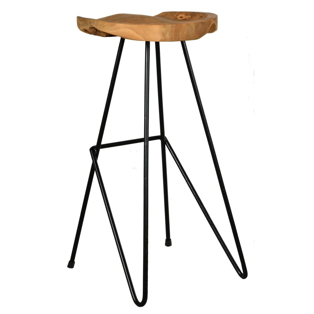 Aubry Gaspard - Tabouret de bar en teck et métal Elanga - Imagen 1