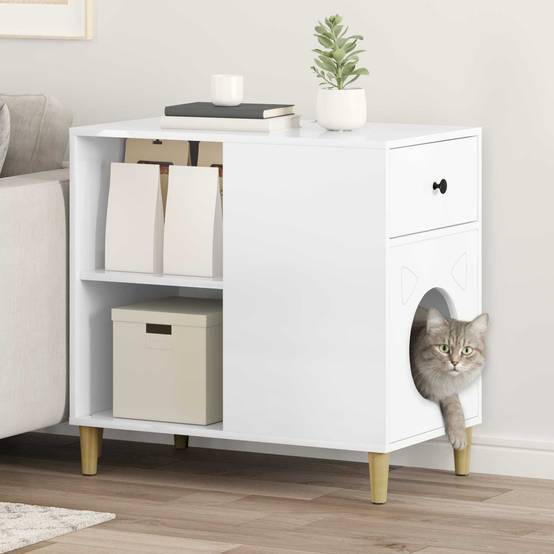 Vidaxl - Maison pour chat Blanc Brillant 72 x 42.5 x 70 cm vidaXL 8000684 - Image 1