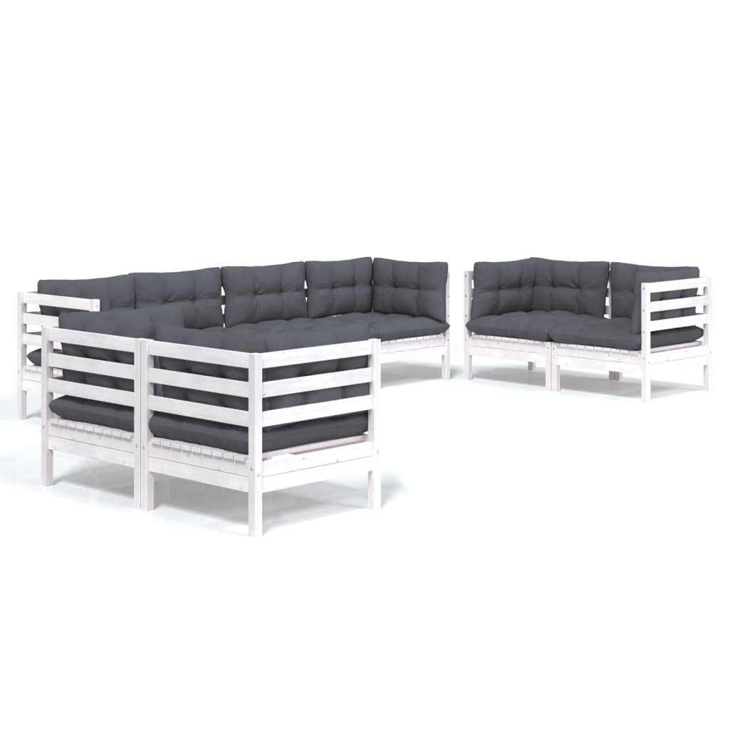 Salon de Jardin en Bois Blanc à Composer, 6 Canapés d'Angle et 2 Chauffeuses, 8 pcs – ComfortXL Outdoor Living - Image 2