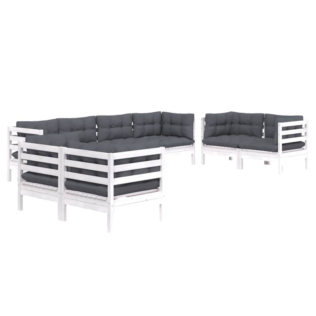 Salon de Jardin en Bois Blanc à Composer, 6 Canapés d'Angle et 2 Chauffeuses, 8 pcs – ComfortXL Outdoor Living - Image 3