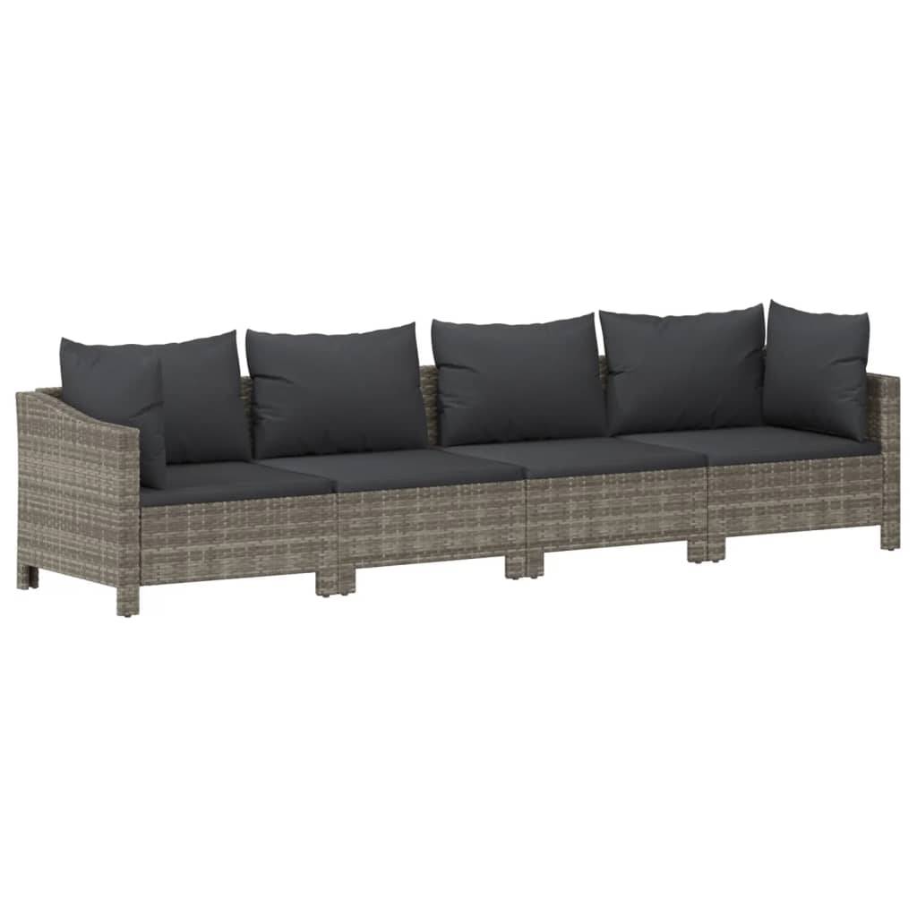 Helloshop26 - Salon de jardin meuble d'extérieur ensemble de mobilier 5 pièces avec coussins gris résine tressée - Imagen 3