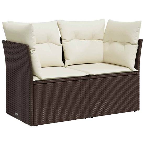 Canapé Extérieur 2 Places Polyrotin Coussins Rembourrés Idéal Balcon Patio Marron – ComfortXL Outdoor Living - Image 2
