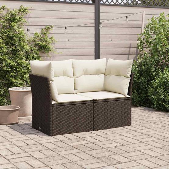 Canapé Extérieur 2 Places Polyrotin Coussins Rembourrés Idéal Balcon Patio Marron – ComfortXL Outdoor Living - Image 3