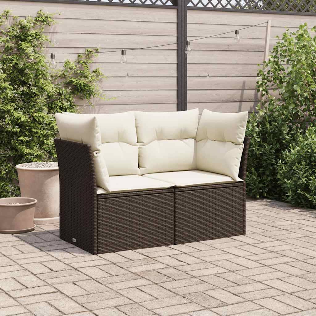 Canapé Extérieur 2 Places Polyrotin Coussins Rembourrés Idéal Balcon Patio Marron – ComfortXL Outdoor Living - Image 3