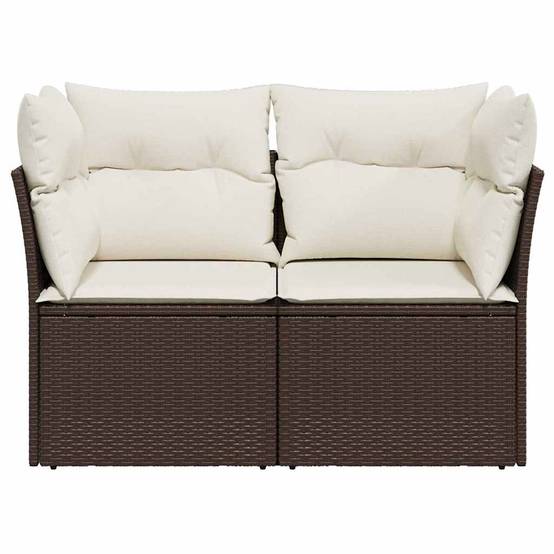 Canapé Extérieur 2 Places Polyrotin Coussins Rembourrés Idéal Balcon Patio Marron – ComfortXL Outdoor Living - Image 4