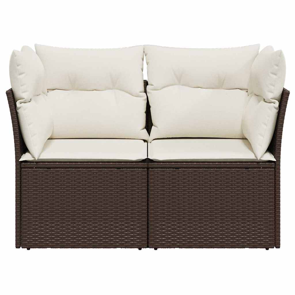 Canapé Extérieur 2 Places Polyrotin Coussins Rembourrés Idéal Balcon Patio Marron – ComfortXL Outdoor Living - Image 4